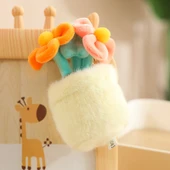 Peluş Buket Çiçek Anahtarlık - Kırmızı Sarı - 12cm - 9