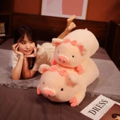 Pembe Yatan Domuz Peluş Oyuncak - 40cm - 5