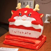 Tavşan Kürklü Çizgi Film Ejderha 3'ü 1 Arada Yastık Battaniye - Yeşil, Küçük Yastık Battaniye 100*150cm thumbnail 9