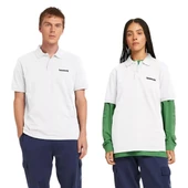 Timberland Small Linear Logo Print Polo Beyaz Erkek T-Shirt - 4