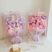 LinaBell Peluş Oyuncak Buketi 40cm - 6 Figür + 5 Çiçek (Bez Çanta) - 10