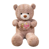 Gül Kalpli Peluş Ayıcık - Kahve Rengi - 120cm - 9