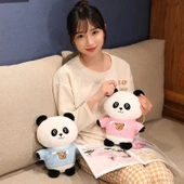250cm Dönüşebilen Panda Peluş Oyuncak - Beyaz Kazak Pembe Çiçek + Çanta - 5