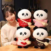 250cm Dönüşebilen Panda Peluş Oyuncak - Beyaz Kazak Pembe Çiçek + Çanta - 10