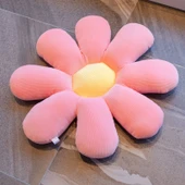 Çiçek Peluş Yastık - Bej Yeşil Çekirdekli - 50cm - 10