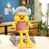 Şapkalı Sarı Ördek Peluş Oyuncak - Kırmızı Giysili 50cm - 3
