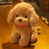 Eğik Kafalı Peluş Oyuncak Ayı Köpek - Süt Beyazı - 28cm - 4