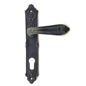 Antika Tarz Dekoratif Pirinç Çiçekli Yale Kapı Kolu - 240x40 mm, Oksit - 1