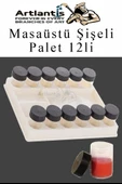 Kapaklı Şişe Resim Paleti  12 li 1 Paket Şişeli Boya Palet Kabı Siyah Kapaklı Godeli Sanatsal Plastik Palet ve Saklama - 1