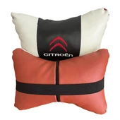 Citroen Nakış İşlemeli Ortopedik Lüks Araç Seyahat Deri Oto Boyun Yastığı İkili Oto Yastık Seti thumbnail 2