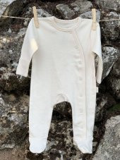 Naturaborn GOTS Organik Sertifikalı Yenidoğan Kroşetalı Çıtçıtlı Bebek Tulumu - 3