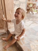 Naturaborn GOTS Organik Sertifikalı Kroşetalı Yarım Kollu Şort Paçalı Bebek Tulum - 12