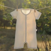 Naturaborn GOTS Organik Sertifikalı Kroşetalı Yarım Kollu Şort Paçalı Bebek Tulum - 8