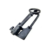 Antika Tarz Dekoratif Pirinç Anahtar Kapı Tokmağı, Taktak - 170x60mm, Oksit - 1