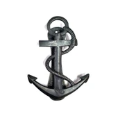 Antika Tarz Dekoratif Pirinç Halatlı, Çapa, Denizci, Gemici Kapı Tokmağı, Taktak - 170x60mm, Oksit - 1