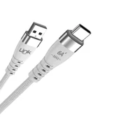 LinkTech K654 USB - Type-C 120W 6A 1mt Örgü Şarj Kablosu Beyaz thumbnail 1