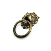 Antika Tarz Dekoratif Pirinç Aslan Kapı Tokmağı, Taktak - 102x130 mm, Antik - 1