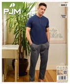Pijamoni Erkek Düğme Yaka Kısa Kol Penye Pijama Takımı 6880/2 - 1 Adet  M Lacivert thumbnail 2