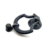 Antika Tarz Dekoratif Pirinç Dövme Kapı Tokmağı, Taktak - 150x105 mm, Oksit - 1