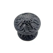 Antika Tarz Dekoratif Pirinç Çiçekli Kapı Tokmağı - 80 mm Çap, Oksit - 1