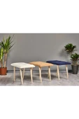 WoodyMaison Puf Retro Ahşap Ayaklı Handmade Çok Amaçlı Kuzu Tüyü Puf Bench Koltuk Sandalye 35*60*42 - 7