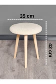 WoodyMaison Puf Ahşap Ayaklı Dekoratif Pelüş Puf Tabure Bench Sandalye - 2
