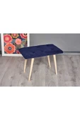 WoodyMaison Puf Retro Ahşap Ayaklı Handmade Çok Amaçlı Kuzu Tüyü Puf Bench Koltuk Sandalye 35*60*42 - 2