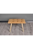 WoodyMaison Puf Retro Ahşap Ayaklı Handmade Çok Amaçlı Kuzu Tüyü Puf Bench Koltuk Sandalye 35*60*42 - 4