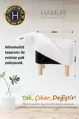 Yıkanabilir Puf Tabure Kılıfı Tak-Çıkar-Değiştir-Yenile Orta Sehpa Kılıfı Bb Fluffy Zoo Sheep - 5