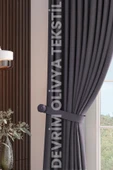Devrim Olivya Tekstil Lüks 1. Sınıf Özel Dikim Füme Blackout Fon Perde - Işık Geçirmez, Ekstraforlu Karartma - 2