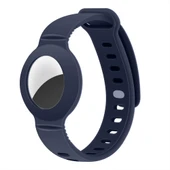 Apple AirTag Yüksek Kaliteli Anahtarlık ve Bileklik Kılıfı 360 Tam Koruma Silikon Kordon  Lacivert thumbnail 1