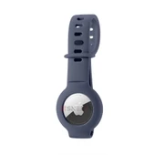 Apple AirTag Yüksek Kaliteli Anahtarlık ve Bileklik Kılıfı 360 Tam Koruma Silikon Kordon  Lacivert thumbnail 3