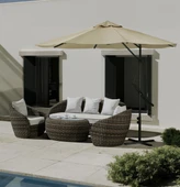 Kagu Bahçe Balkon Cafe Şemsiye 290x290 Cm Katlanır Krem - 2
