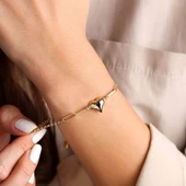 Kalp Altın Bileklik 14 Ayar Bombe - 2