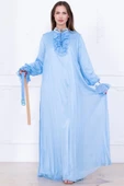 Yaka Fırfırlı Boncuk İşlemeli Şifon Abiye 2716-Bebe Mavisi thumbnail 2