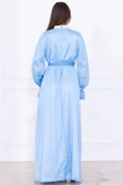Yaka Fırfırlı Boncuk İşlemeli Şifon Abiye 2716-Bebe Mavisi thumbnail 7