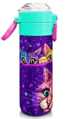Coral High 500 ml Kız Çocuk Pipetli Termos/Matara - Mor Pembe Kedi Desenli - Çift Kullanım Özelliği - 3