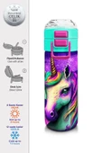 Coral High Kız Çocuk 500 ml Okul ve Günlük Paslanmaz Çelik Termos - Pembe Su Yeşili Unicorn Desenli  - Sızdırmaz - 2