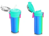 Coral High Kız Çocuk 500 ml Okul ve Günlük Paslanmaz Çelik Termos - Yeşil/Sarı Renkli Çizgili - Sızdırmaz - 4
