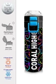 Coral High 500 ml Pipetli ve Direkt İçim Çelik Termos/Matara - Kız Çocuk -  Çok Renkli Kalp Desenli thumbnail 2