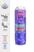 Coral High Kız Çocuk İçin 500 ml'lik Paslanmaz Çelik Termos/Suluk - Lavanta Pembe Flamingo Desenli - 2
