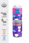 Coral High Kız Çocuk İçin 500 ml'lik Paslanmaz Çelik Termos/Suluk - Mor Pembe Kedi Baskılı - 2