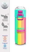 Coral High Kız Çocuk 500 ml Okul ve Günlük Paslanmaz Çelik Termos - Yeşil/Sarı Renkli Çizgili - Sızdırmaz - 2