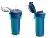 Coral High Erkek Çocuk 500 ml Okul ve Günlük Paslanmaz Çelik Termos - Mavi Pembe Renkli Çizgili - Sızdırmaz - 4