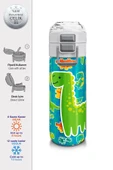 Coral High Erkek Çocuk İçin 500 ml'lik Paslanmaz Çelik Termos/Suluk - Mavi Yeşil Dinozor Desenli - 2