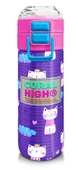 Coral High Kız Çocuk İçin 500 ml'lik Paslanmaz Çelik Termos/Suluk - Mor Pembe Kedi Baskılı - 1