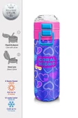 Coral High Çelik Matara Termos/Suluk 31977 - 500ml, Kız Çocuk - Açık Pembe Lavanta Kalp Desenli - 2