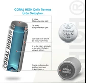 Coral High Erkek Çocuk İçin 500 ml'lik Paslanmaz Çelik Termos/Suluk - Mavi Yeşil Dinozor Desenli - 5