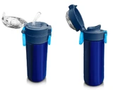 Coral High Erkek Çocuk 500 ml Okul ve Günlük Paslanmaz Çelik Termos - Lacivert Mavi Çizgili Desenli  - Sızdırmaz - 4