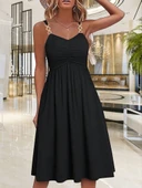 Lucky Life Ip Askılı V Yakalı Kısa Viskon Elbise thumbnail 1